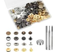 BetterJonny 24 Set Boutons Pression en Métal, Basicon Pression Bouton Fixation Φ15mm 3 Outils de Réglage Boutons Pression à Coudre Craft Cuir Artisanat Veste Portefeuille Sac à Main, 4 Couleurs