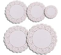 BetterJonny 250 Pièces Napperon Papier Napperon Dentelle de Différentes Tailles Gâteau d'emballage Tapis de Papier pour Gâteau, Décorations de Mariage et Emballages(4.5″/5.5″/6.5″/7.5″/8.5″)