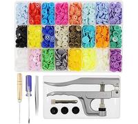 BetterJonny 384 Ensembles d'Agrafe Pression T5 12mm en Résine de 24 Couleurs avec Pince Métal pour Projets de Couture et D'artisanat