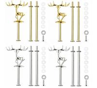 BetterJonny 4Pcs Présentoir à Gâteaux Support, Présentoir à Gâteau Tiges Supports à Gâteaux Tige Métallique 2/3 Niveaux Stand à Gâteaux Accessoires Support Présentoir pour Mariage Tartes, Cerf