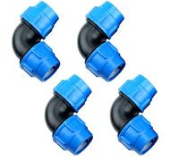 BetterJonny 4Pcs Raccords en Polypropylène pour Tuyau PE 20 mm, Connecteur pour Tuyaux Raccord de Tuyau en Polyéthylèe Raccords de plomberie Adaptateur pour Tuyaux, Angle 90°