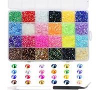 BetterJonny Hitzefix Lot de 24 000 strass pour ongles - 3 mm - Strass ronds à dos plat - Avec pince à épiler et stylo de pointage - Pour bricolage, artisanat, ongles, vêtements, B