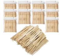 BetterJonny Lot de 1 000 fourchettes jetables en bambou à deux dents avec extrémité émoussée pour cocktail, dégustation de fruits pour fête, banquet, buffet et vie quotidienne