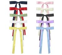 BetterJonny Lot de 10 nœuds à cheveux pour femmes, pinces à cheveux avec ruban et nœud papillon, barrettes à cheveux avec longue queue pour filles, femmes, adultes et adolescents