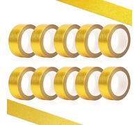 BetterJonny Lot de 10 Rouleaux de Ruban Adhésif Washi en Feuille Dorée, Ruban de Masquage Adhésif Décoratif en Feuille de Papier Washi - 15 mm x 5 m - Doré pour Bricolage, Scrapbooking, Artisanat