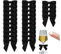 BetterJonny Lot de 100 nœuds pour cadeau, prêts à l'emploi, avec fil de fer, pour cadeau, décoration de mariage, Noël, emballage cadeau - Noir