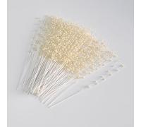 BetterJonny Lot de 100 tiges de perles créatives de 3 mm pour décoration de fête (beige)