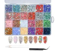 BetterJonny Lot de 12 000 pierres strass pour ongles, avec pince à épiler et stylo à pointiller, 4 mm, pour le bricolage, l'artisanat, les ongles, les vêtements, F