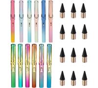 BetterJonny Lot de 12 crayons éternels en métal sans encre avec gomme - 12 têtes interchangeables - Pour l'école, les petits cadeaux - Sans encre et respectueux de l'environnement - B