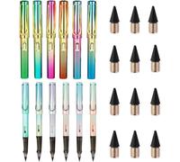BetterJonny Lot de 12 crayons éternels en métal sans encre avec gomme - 12 têtes interchangeables - Pour l'école, les petits cadeaux - Sans encre et respectueux de l'environnement - C