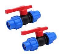 BetterJonny Lot de 2 robinets à boisseau sphérique à 2 voies en polypropylène 2 voies 25 mm Tuyau Robinet à boisseau sphérique en plastique Connecteur de serrage 2 voies Vanne d'arrêt pour tuyau PE 25