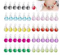 BetterJonny Lot de 200 breloques pendantes en cristal pour la fabrication de bijoux, 10 couleurs en verre craquelé avec capuchons argentés pour colliers, boucles d'oreilles