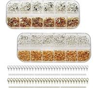 BetterJonny Lot de 200 fermoirs mousquetons et 400 anneaux ouverts avec boîte de fermoirs mousquetons argentés et dorés pour fabrication de bracelets, colliers et bijoux