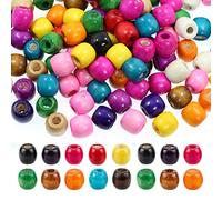 BetterJonny Lot de 200 perles en bois à grand trou, couleurs assorties, 16 x 16 à 17 mm pour macramé, chapelet, bracelet, fabrication de bijoux