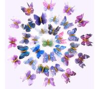 BetterJonny Lot de 32 pinces à cheveux papillon 3D à paillettes pour filles et femmes Bleu violet