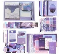 BetterJonny Lot de 346 accessoires de scrapbooking esthétiques - Papier avec grille A6 - Carnet de notes - Autocollant de scrapbooking - Cadeau pour adolescents - Lettre du clair de lune
