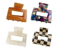 BetterJonny Lot de 4 pinces à cheveux carrées en acétate pour femme Taille M