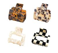 BetterJonny Lot de 4 pinces à cheveux carrées en acétate pour femme Taille moyenne