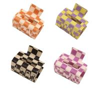 BetterJonny Lot de 4 pinces à cheveux carrées moyennes à carreaux mignonnes pour cheveux épais et fins pour femmes et filles