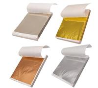 BetterJonny Lot de 400 feuilles d'imitation feuille d'or - Feuilles d'or - Pour nail art, pâtisserie, décoration de gâteaux, bricolage, feuille métallique, feuille d'argent - Peinture acrylique (8,5 x