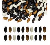 BetterJonny Lot de 400 Perles en Bois Avec Grand Trou - 4 Couleurs - Ovales Naturelles à Enfiler - Intercalaires et d'Espacement en Bois