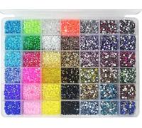 BetterJonny Lot de 42 strass de couleur pour ongles - 3 mm - Strass ronds à dos plat - Avec pince à épiler et stylo de pointage - Pour bricolage, artisanat, ongles, vêtements