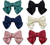 BetterJonny Lot de 6 barrettes à cheveux avec nœud en satin solide pour femmes, adultes et adolescentes