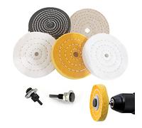 BetterJonny Lot de 7 roues de polissage en coton de 10,2 cm avec 2 poignées de trou de 1,27 cm pour sculpture sur bois, cire et bijoux