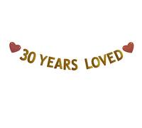 Betteryanzi Bannière pour 30e anniversaire pré-assemblée sans assemblage requis Guirlandes en papier à paillettes dorées