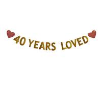 Betteryanzi Bannière pour 40e anniversaire pré-assemblée sans assemblage requis Guirlandes en papier à paillettes dorées