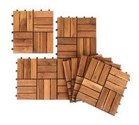 Bettizia Dalles de terrasse bois d’acacia certifié dalle acacia mosaïque 30x30cm de clips dalle découpe possible 11x