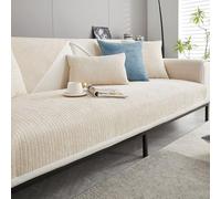 Bettschlange Housse de canapé en L - 1/2/3/4 places - Housse de canapé d'angle - Antidérapante - Couverture de canapé pour assise - Housse de canapé universelle - Beige - 110 x 210 cm