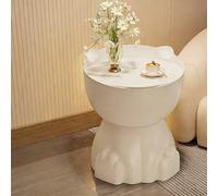 Bettschrank, süßer Wind Katze Form Kleiner runder Tisch mit Lagerfunktion Kanten, rundes und kantloses Design, ist EIN gutes Zuhause für Die Verbesserung des Raumheilungsgefühls(White)