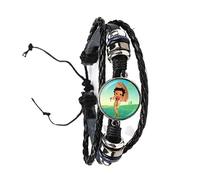 Betty Boop Bracelet Harajuku mignon avec cabochon en verre de dessin animé réglable en cuir Cadeau idéal pour homme et femme