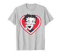 Betty Boop Cœur Rouge et Blanc Mains Mignonnes Saint-Valentin T-Shirt, Homme, Argent, 3XL