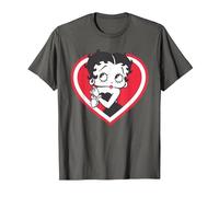 Betty Boop Cœur Rouge et Blanc Mains Mignonnes Saint-Valentin T-Shirt, Homme, Asphalte, XL