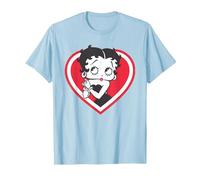 Betty Boop Cœur Rouge et Blanc Mains Mignonnes Saint-Valentin T-Shirt, Homme, Bleu Céleste, 3XL