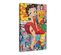 Betty Boop Graffiti Art Banksy Art 3D Street Art Pop Art Poster Decorativo Su Tela Da Parete Poster sur toile Décoration de chambre à coucher Sport Paysage Bureau Chambre Décor Cadre 30 x 45 cm