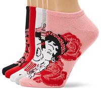 FIAHNG Betty Boop 5 Pack No Show Socks Chaussettes décontractées, Blanc, 9-11 Femme