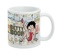 Betty Boop - Tasse à café vintage en céramique à rayures - Cadeau fantaisie pour café, thé et boissons chaudes, 325 ml, blanc