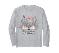 Between Books and Blooms Lecteur de Livres Fleurs Sauvages Manche Longue