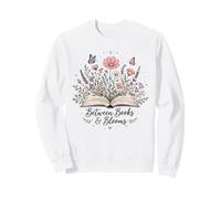 Between Books and Blooms Lecteur de Livres Fleurs Sauvages Sweatshirt