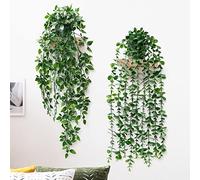 Betylifoy 2Pcs Plantes Suspendues Artificielles avec Pots 50cm de Long Vignes de Lierre Artificielles Feuilles d'Eucalyptus Verdure Plantes en Pot pour Décoration Intérieure Extérieure