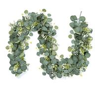 Betylifoy Artificielle Eucalyptus Guirlande 2Pcs Faux Dollar Argenté Vignes Suspendues pour Printemps Toile de Fond de Mariage Arche Table Décoration Murale (Vert-2PCS)