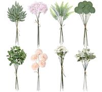Betylifoy Tiges de Verdure Artificielle Feuilles d'eucalyptus Artificielles 65pcs avec 8 Sortes de Fausses Plantes de Verdure pour Mariage Centre de Table Arrangement Floral (Rose)