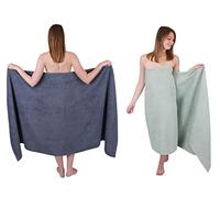 Betz 2 pièces de Serviettes de Bain XXL Berlin 100% Coton 100x200 cm Couleur Gris foncé- Jade