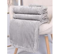 Betz Couverture Douce de Salon XXL Bari adaptée pour canapé et lit Optique Velours côtelé-Flanelle Taille 150x200 cm Couleur Gris Clair