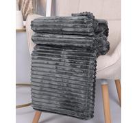 Betz Couverture Douce XXL Bari Plaid de canapé ou Salon Douillet Optique Velours côtelé-Flanelle Taille 150x200 cm Couleur Gris Graphite