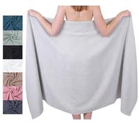 Betz Drap de Bain XXL 100x200 cm - 1 pièce - pour Sauna et Plage en 100% Coton, 360 g/m² - Absorbant et Doux - Grande Serviette avec Attache Serviette - série Berlin - Couleur Gris argenté