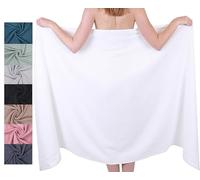 Betz Drap de Bain XXL 100x200 cm - 1 pièce - pour Sauna et Plage en 100% Coton, 360 g/m² - Absorbant et Doux - Grande Serviette avec Attache Serviette - série Berlin - Couleur Blanc